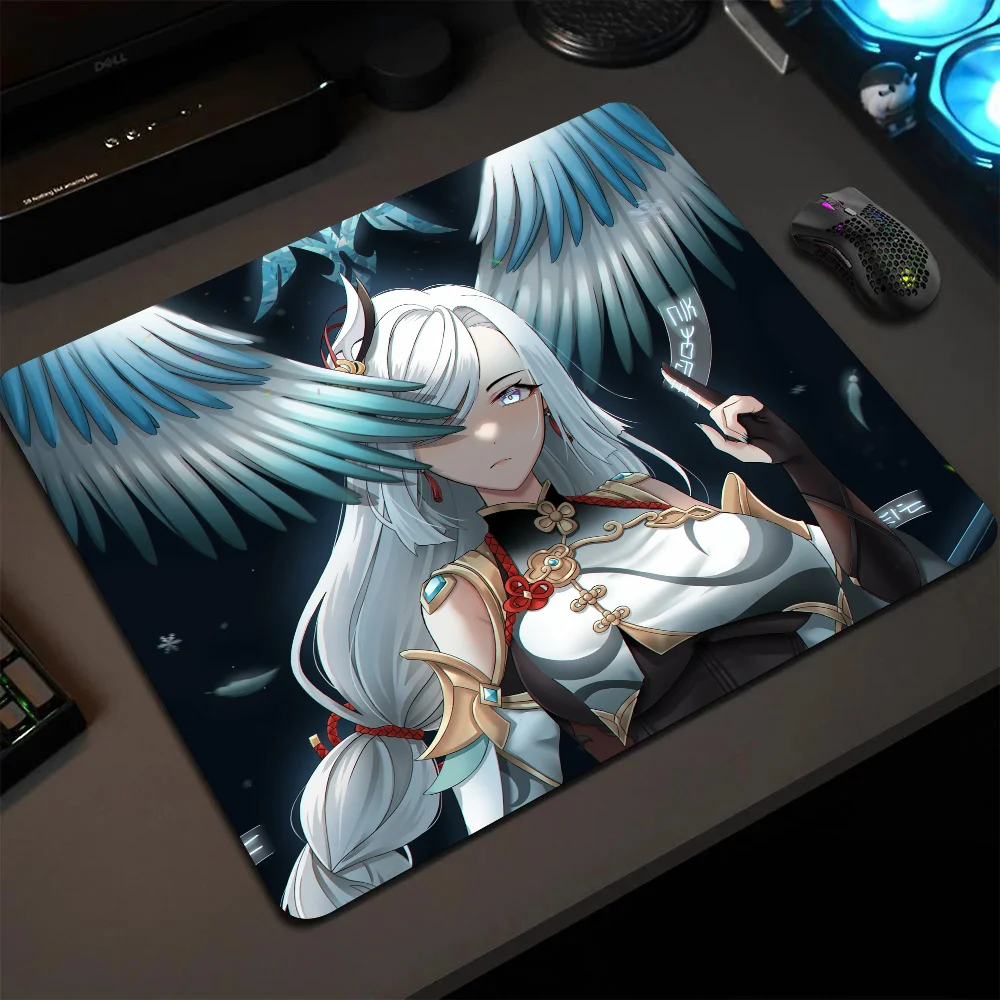 

Shenhe Genshin Impact Mousepad Small LockEdge Mouse Pad For Gamers Computer Desk Pad Rectangular Anti-slip Rubber