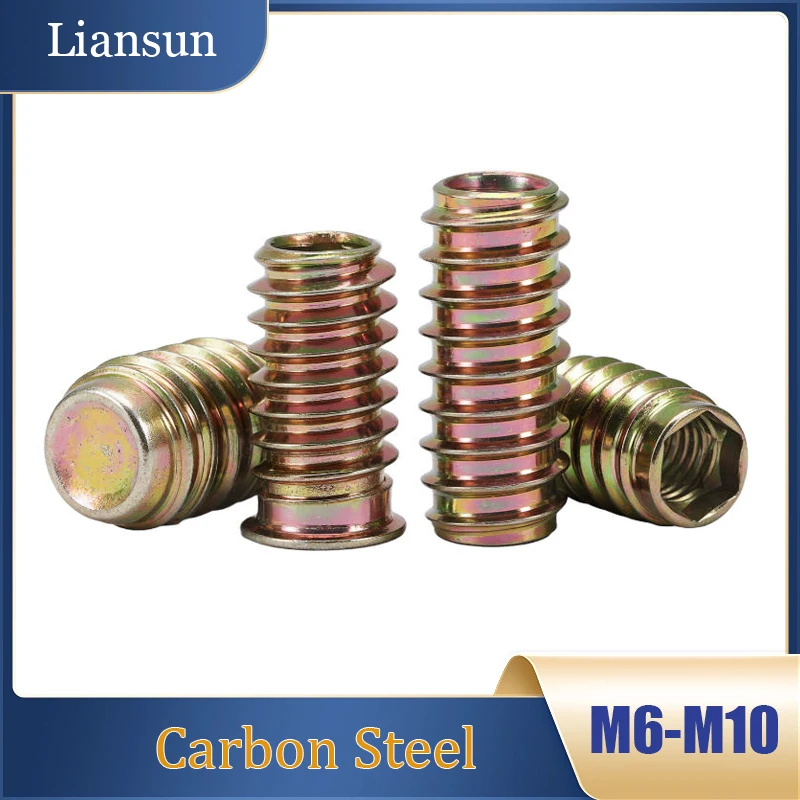 M6-M10 Furniture Insert Nuts - Countersunk Hex Socket Design, Through/Blind Hole Compatible, With/Without Washer Options