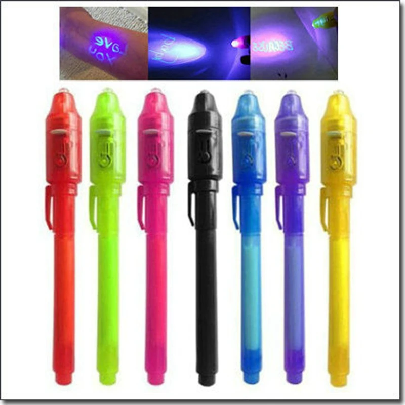 20PCS Luminous Light Pen Magic Purple 2 In 1 UV Light Combo Drawing Invisible Ink Pen Learning Education Toys For Child