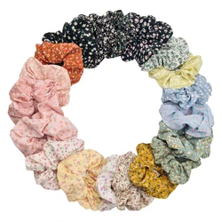 5pcs/set Sweet Cute Print Flower Scrunchies For Women Stretch Hair Accessories Elastic Rubber Band Rope Headwear Ditsy Floral