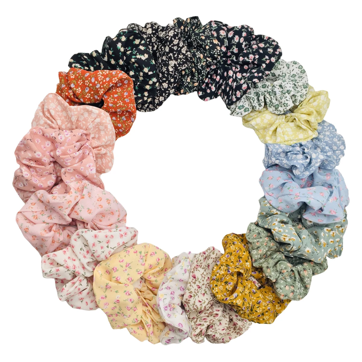 5 sztuk/zestaw słodki uroczy nadruk kwiatowy Scrunchies dla kobiet rozciągliwe akcesoria do włosów elastyczna gumka liny nakrycia głowy Ditsy Floral