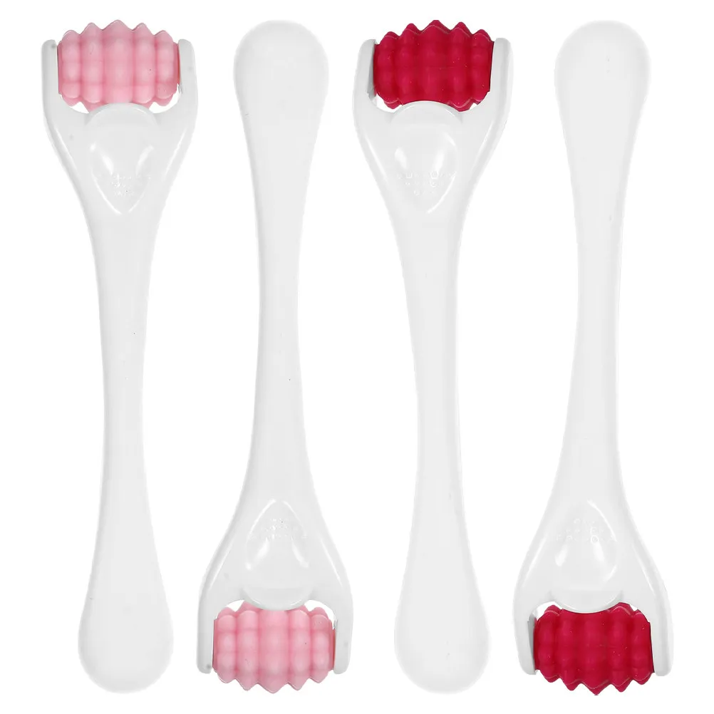 4 Stück Silikon-Augenroller, Mini-Gesichtsmassagegerät, wiederverwendbares, glattes Hautpflegegerät für Gesicht, Hals, Muskelmassage, tragbares Schönheitsgerät