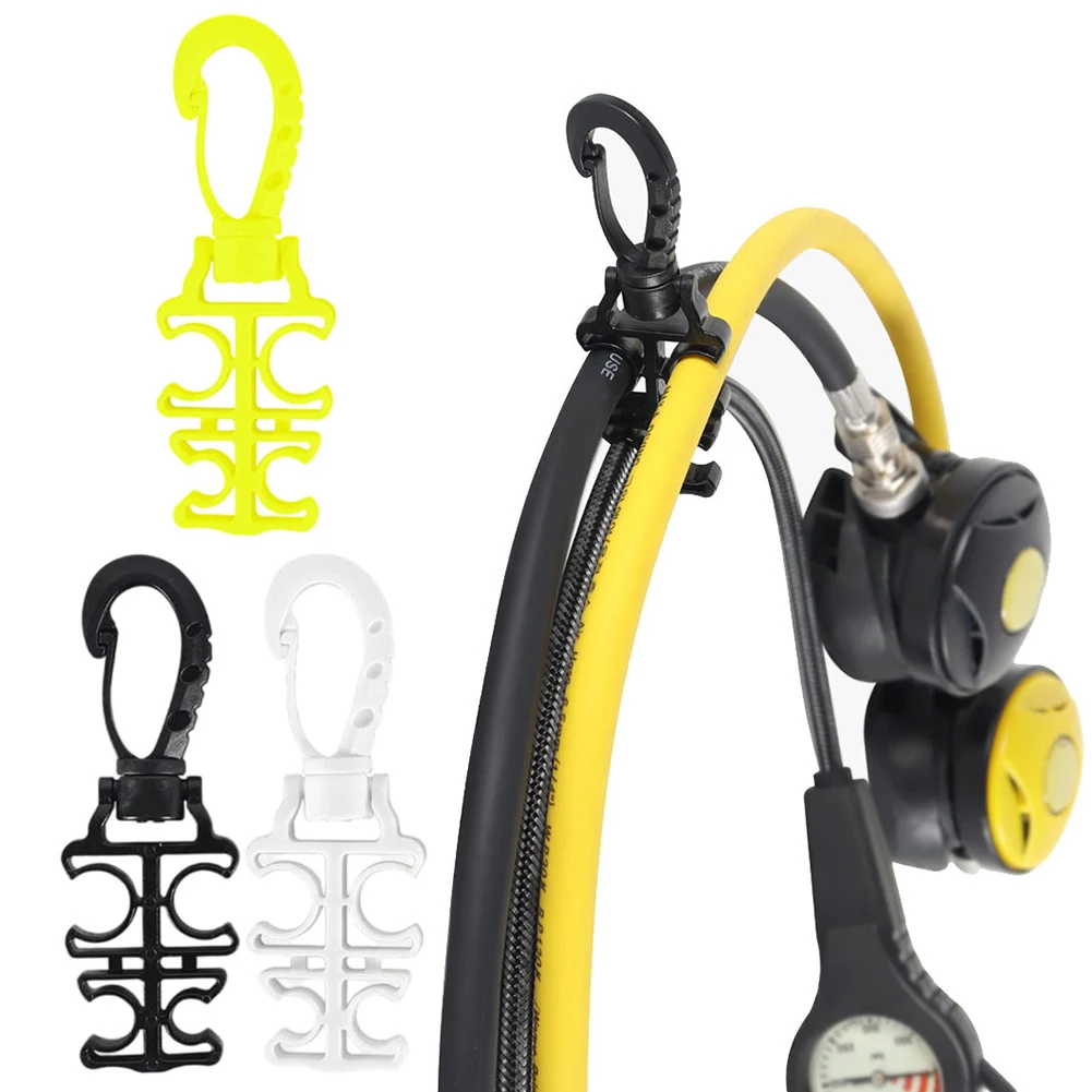 For -BCD Regulator Scuba Hose Holder Clip 4-Hole Quick-Release  Stable Tough Plastic  360° Rotatable Clip-BCD Shoulder Strap Fit