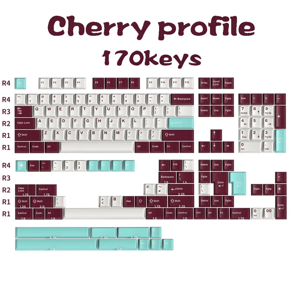 GMK yuru poškrabané třešeň profilu ABS doubleshot 172keys pro MX spínač mechanická klávesnice