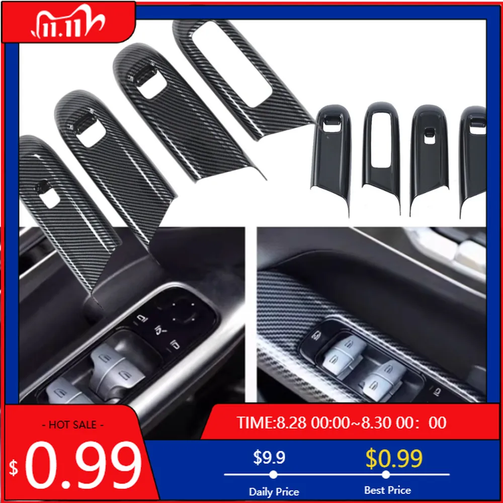 

Interior Stickers ABS Car Door Armrest Window Glass Lift Button Panel Cover Trim Sticker For Mercedes Benz E Class W214 2024 202