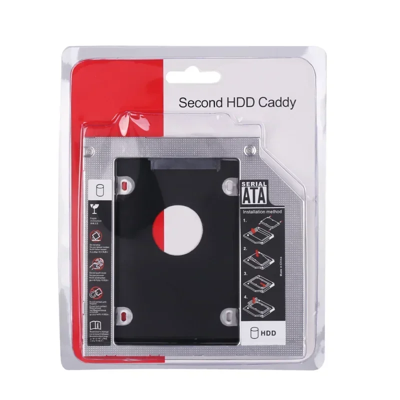 

Aluminum 2nd HDD Caddy 9.5mm 12.7mm SATA 3.0 Optibay Hard Disk Drive Box Enclosure DVD Adapter Case 2.5 SSD For Laptop