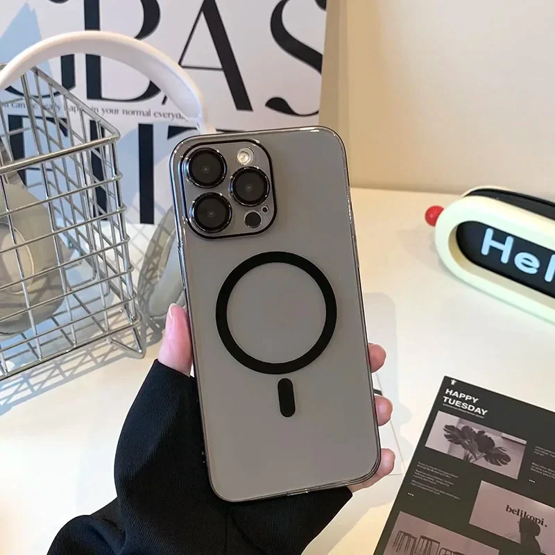 Matte Magnetic For Magsafe Case For iPhone 15 14 13 12 11 Pro Max Plus Wireless Charging Ultra Thin Translucent Hard PC Cover