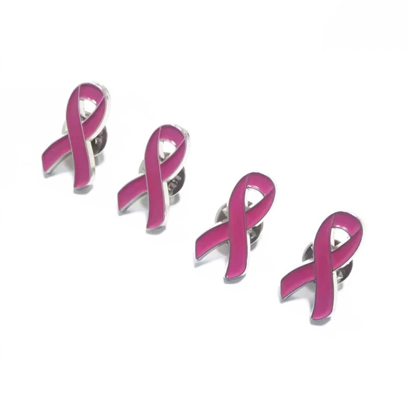 10Pcs/lot Breast Cancers Awareness Brooch Trend Lapel Pins Pink Ribbon Designed