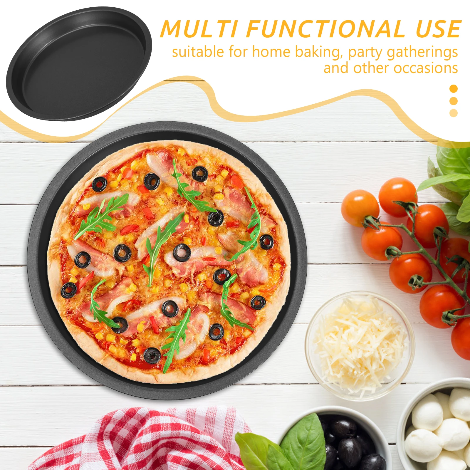 

Cake Mold Stainless Steel Round Pizza Pan Non-Stick Tray Oven Kitchen Bakeware Baking Pan For Cake Pizza Baking Supply