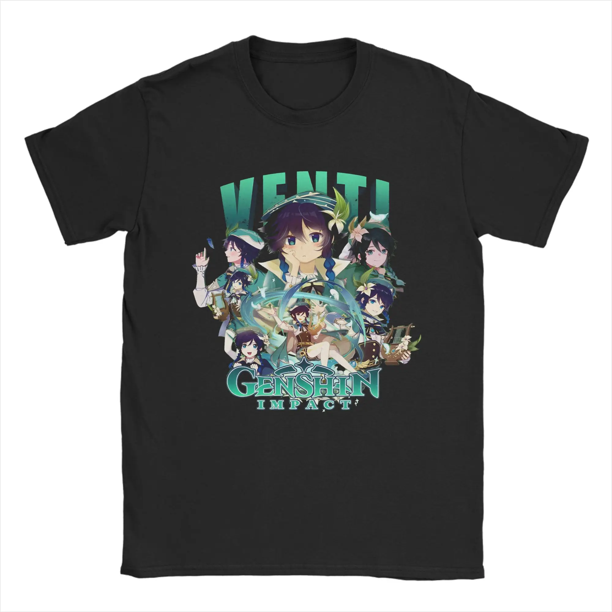 Venti - genshin impact  T Shirt Men Women Cotton Vintage T-Shirt O Neck  Tees Short Sleeve Clothes Original