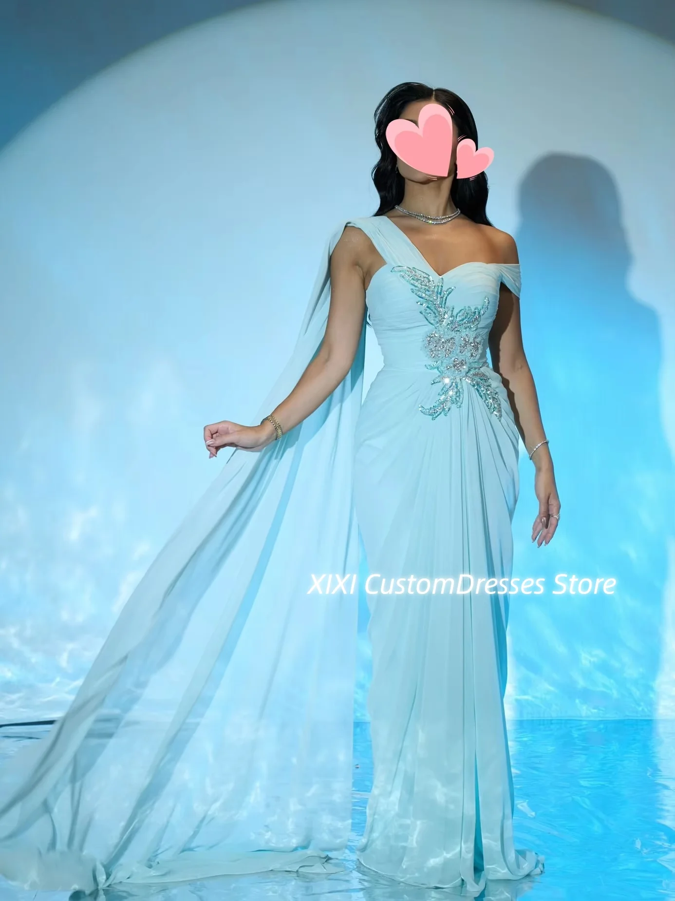 

فساتين سهرات Customize One-Shoulder A-Line Floor-Length Flowers Women'S Evening Dresses Zipper Up Sleeveless Formal Occasion Dre