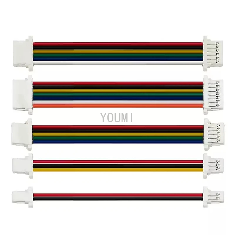 10Pcs JST SH 1.25MM 2P/3P/4P/5P/6P/7P/8 Pin Reverse Direction Double Connector with Wire 10/20CM Ribbon Cable 28AWG JST1.25