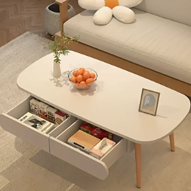 Simple Living Room Coffee Table Wood Organizer Minimalist Standing Mount Coffee Table White Floor Basse De Salon Home Furniture