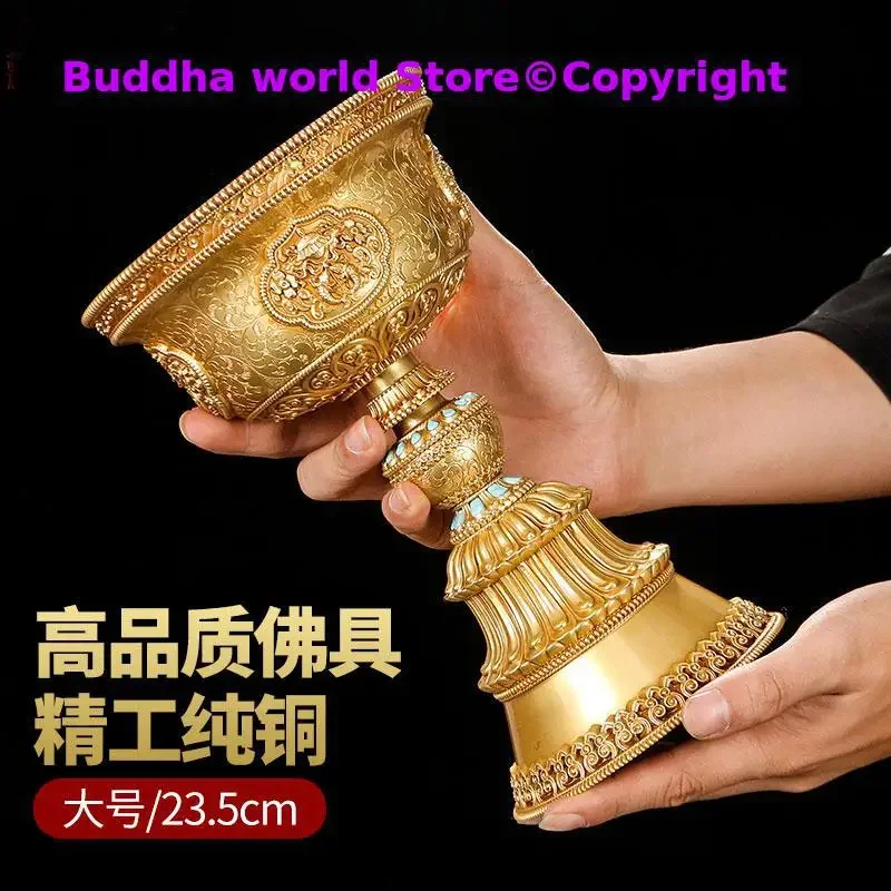 Wholesale Buddhist supplies # GOOD HOME Shrine Eight Auspicious Symbols of Buddhism copper worship buddha Butter lampholder