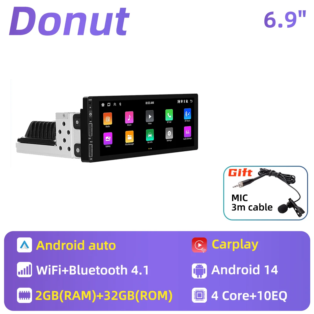 1 Din Carplay Scherm Voor Citroen C3 Picasso Tendance 2009-2017 1din Android Radio Stereo Auto Multimedia Head Unit Autoradio Gps