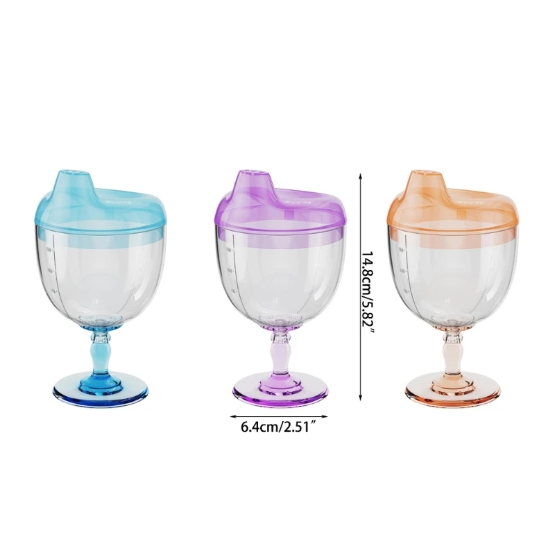 Plastic Baby Goblet Sippys Cup Transparent Beverage Mug with Lid Milk Bottle 180ml for Toddlers Birthday Christmas Gifts