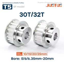 BF Type Alloy Wheels T5-30T/32T Bore Size 5mm To 20mm Timing Pulley Teeth Pitch 5mm For Width 10/15/20/25mm Rubber Belt