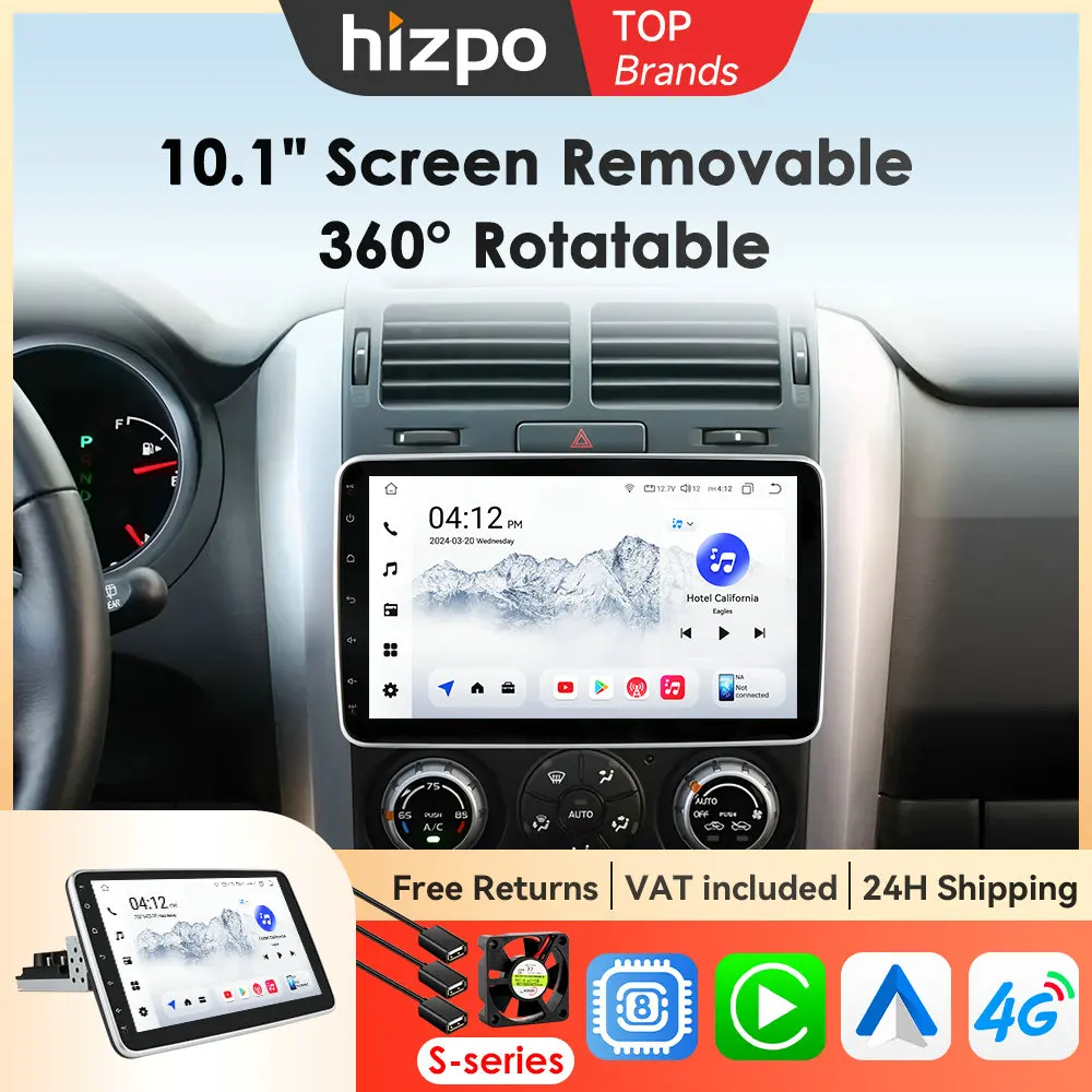 Hizpo 1din Auto Stereo Radio Drehen Touchscreen Für Universal Carplay GPS Navigation Bluetooth Android-auto WIFI Autoradio 7862