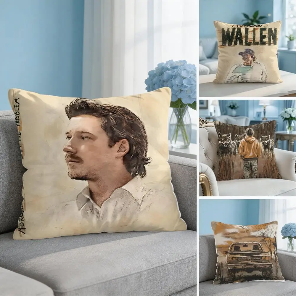 Singer M-Morgan Wallen Cushion Cover Soft Short Plush Throw Pillow Cover Hidden Zipper Cutecore Sofa Bedroom Home Decor