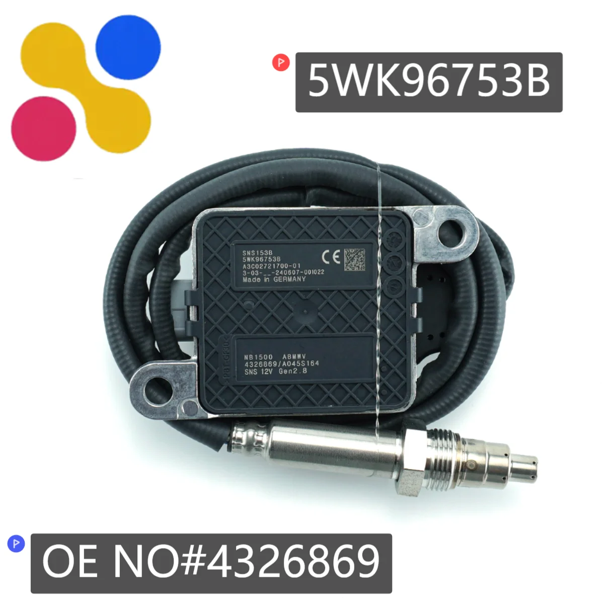 

For Cummins 4326869 5WK9 6753B Nox Sensor OEM 5WK96753B 4326869 High Quality Nitrogen Oxygen Sensor Truck Parts 12V
