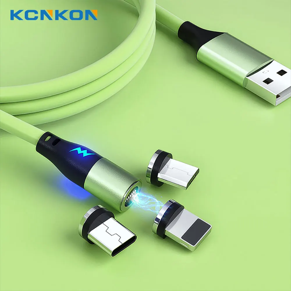 

3 in 1 Magnetic Charging Cable,USB C Fast Charging Cable Soft Silicone Compatible with Type C/Micro Plug