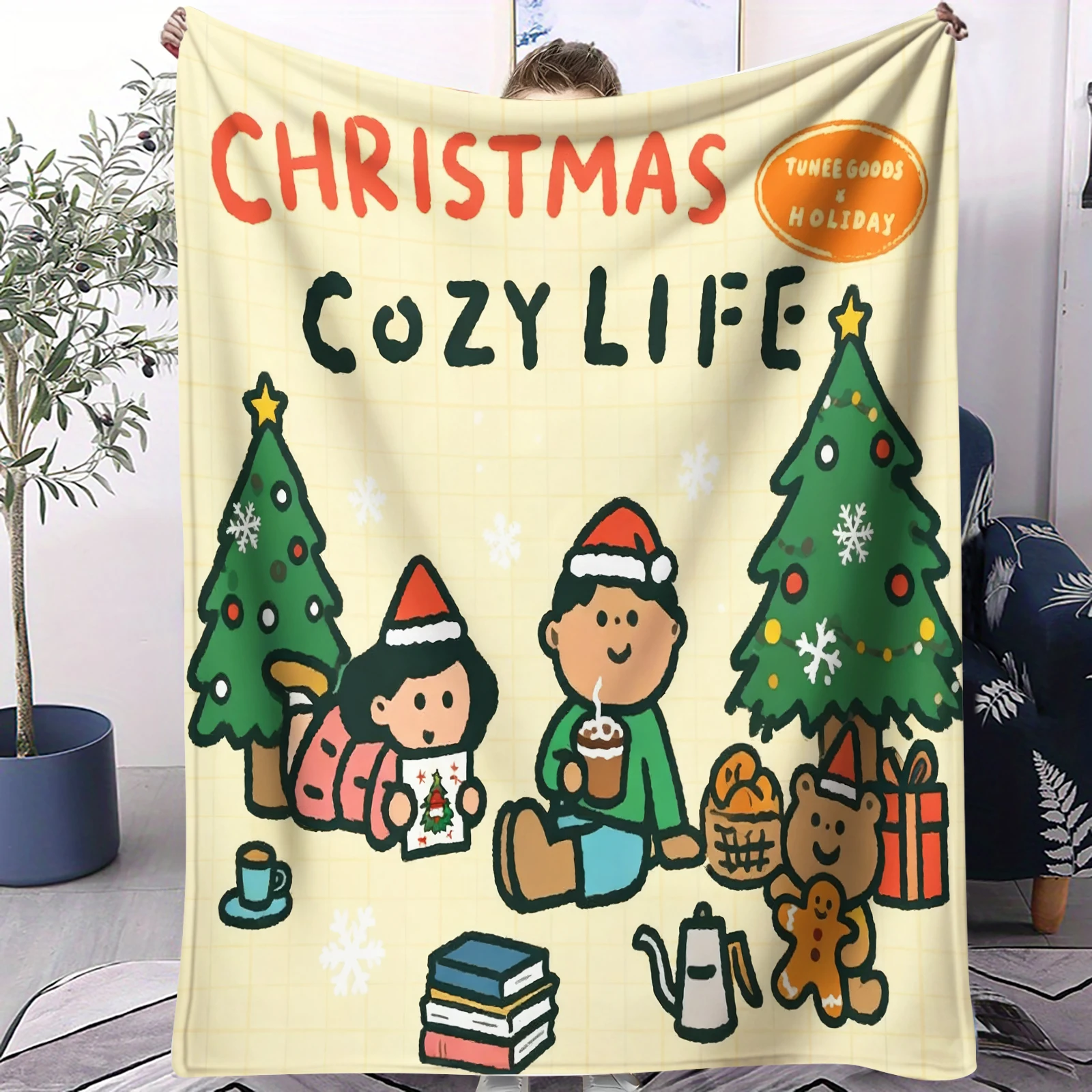 

Christmas Theme Cute Bear Cartoon Blanket Soft Flannel Blanket For Sofa Couch Blanket,Lightweight Throw Blanket For Living Room