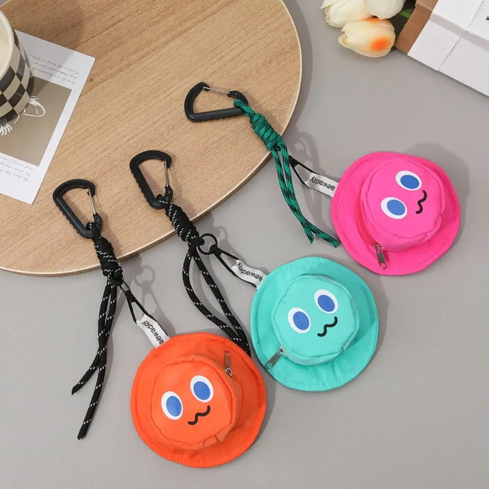 Creative Hat Shape Hat Shape Wallet with Keychain Zipper Round Coin Purse Small Lipsticks Storage Bag Bag Pendant Girl