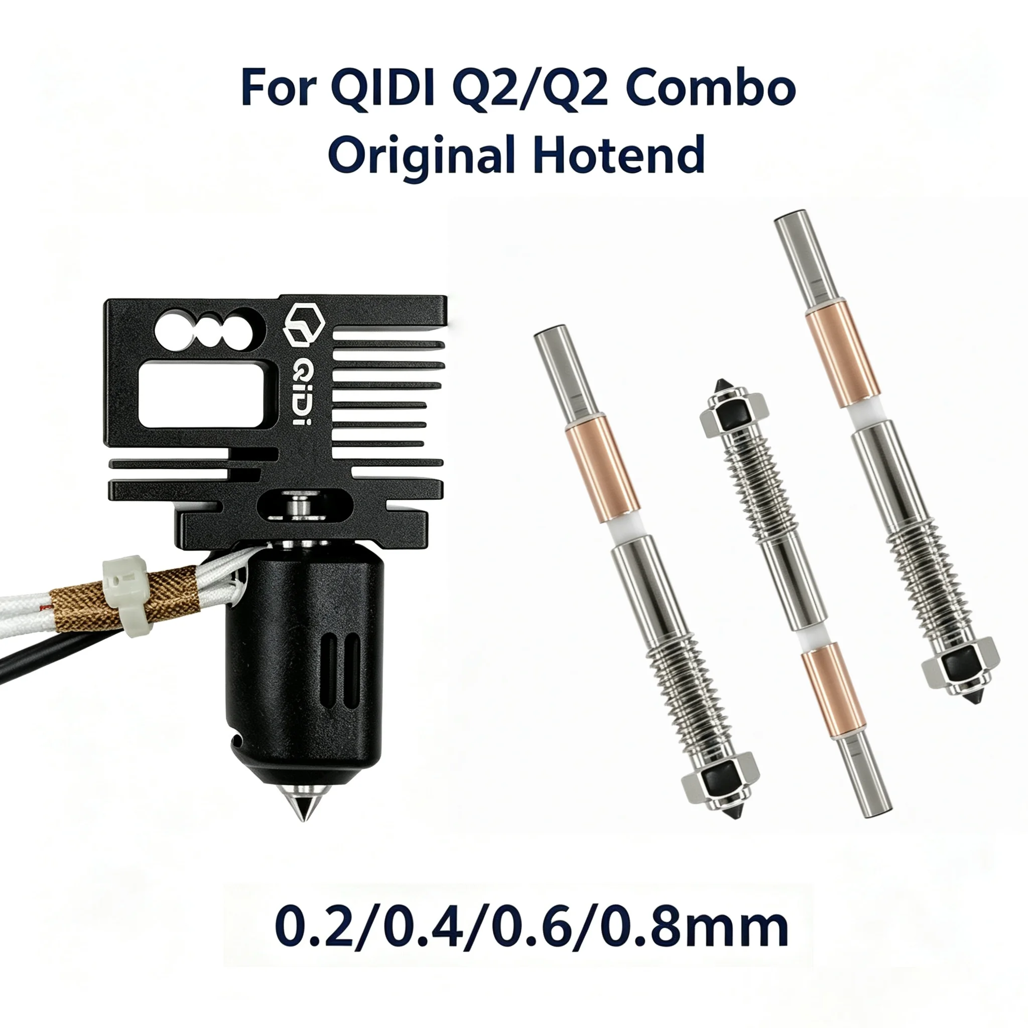 Original Hotend Nozzle Kit For QIDI Q2 Offical Hotend 0.4mm Bimetallic Nozzle 0.2 0.4 0.6 0.8mm For QIDI Q2 Combo Original Parts