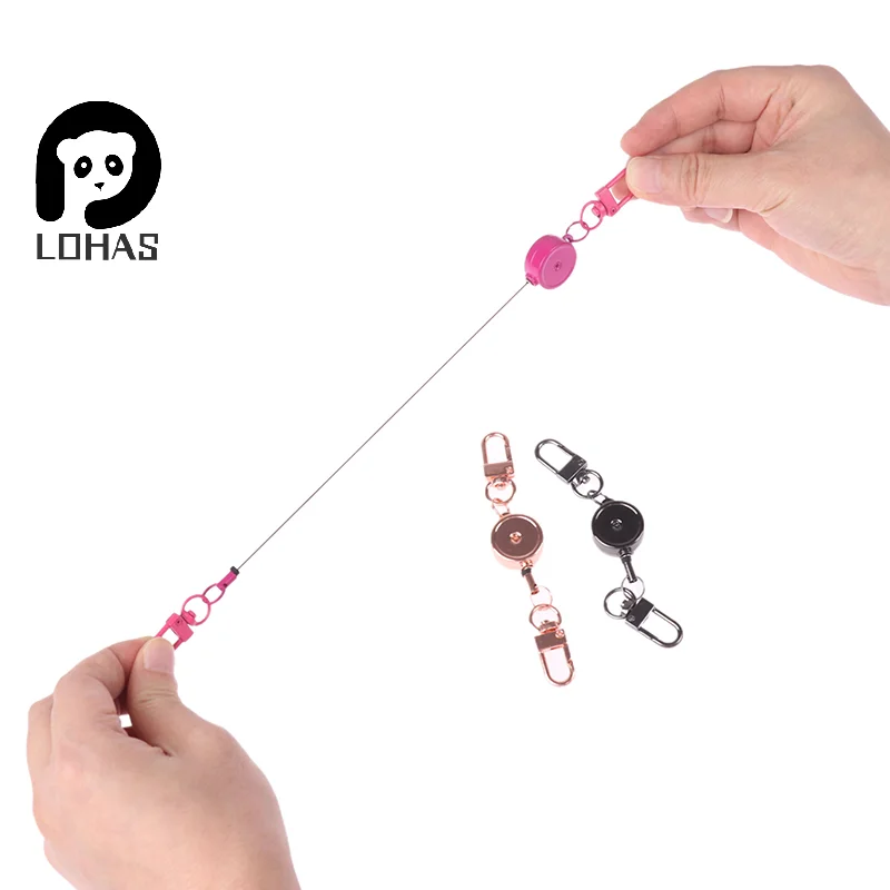 21 مللي متر مكافحة سرقة المعادن سهلة السحب مشبك حبل قابل للسحب مفتاح حامل المفاتيح المرنة رياضي قابل للسحب حلقة رئيسية ممرضة أجزاء