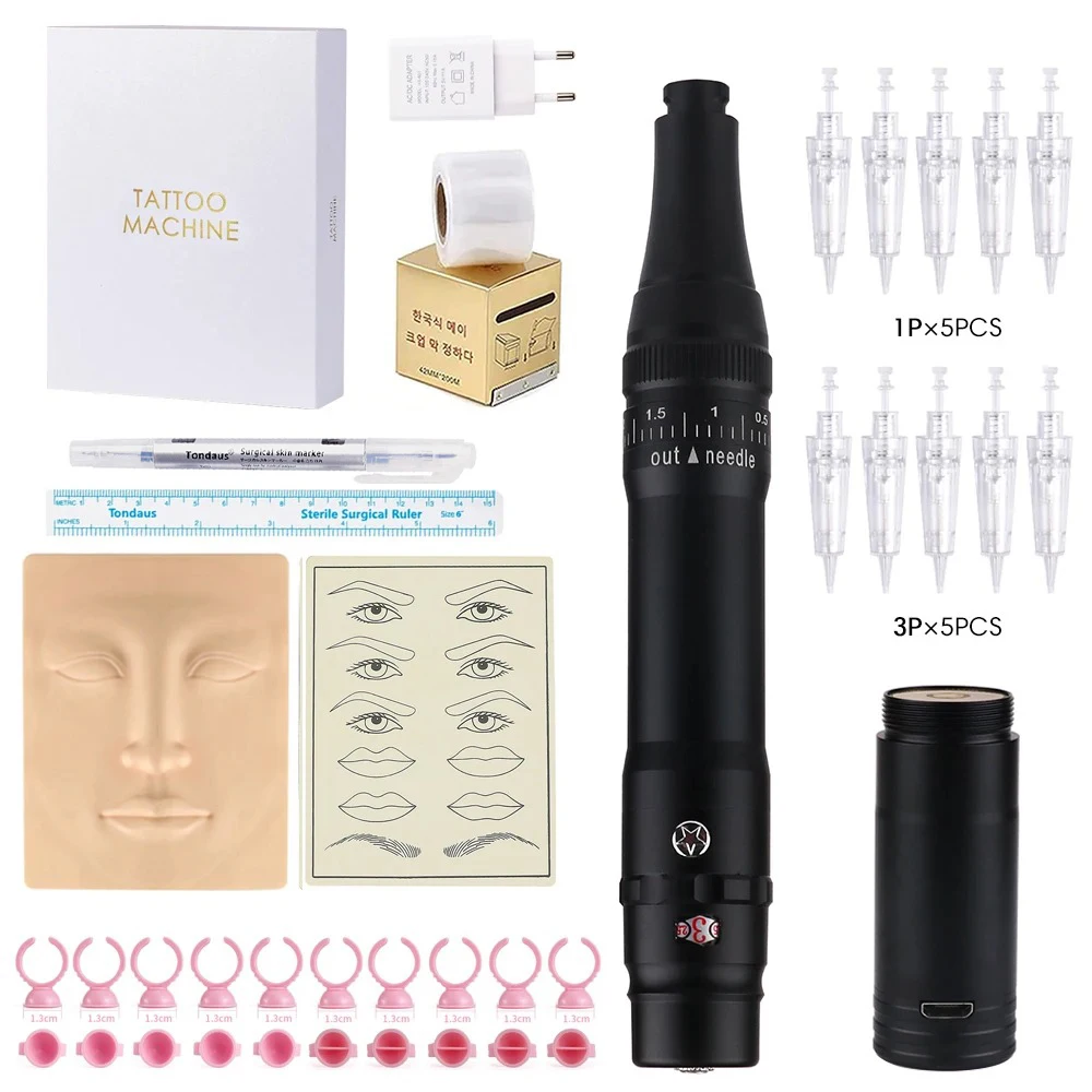 

Машинка для перманентного макияжа PMU - Машина для микроблейдинга, Машина для татуировки бровей Губ, Беспроводной комплект машин Достать безупречные результаты