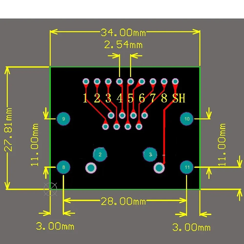 RJ45 Female to 2.54mm Pitch Terminal Adapter Board RJ45 Ethernet Port to KF128-9P Screw Terminal Breakout Board for PCB