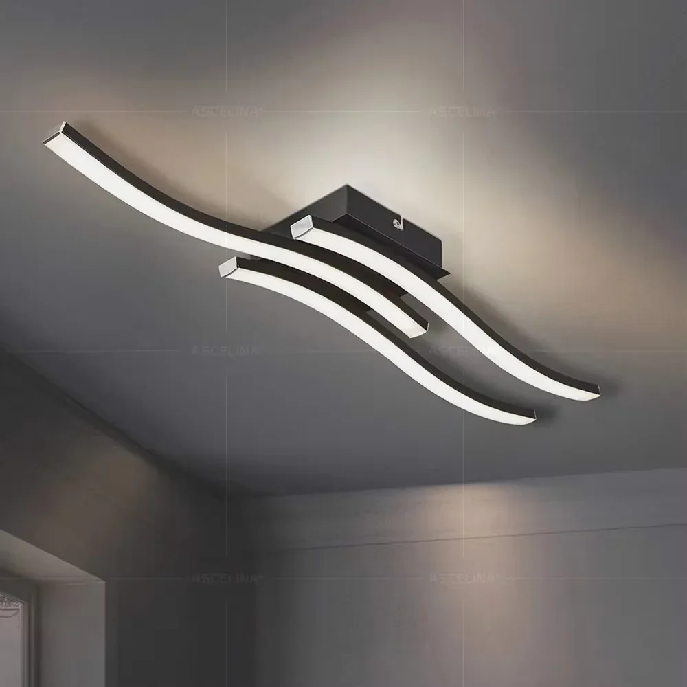 Modern LED Ceiling Light Long Wave Lamp Living Room Bedroom Study Corridor Aisle Entrance Balcony Home Decoration Lustre Luces