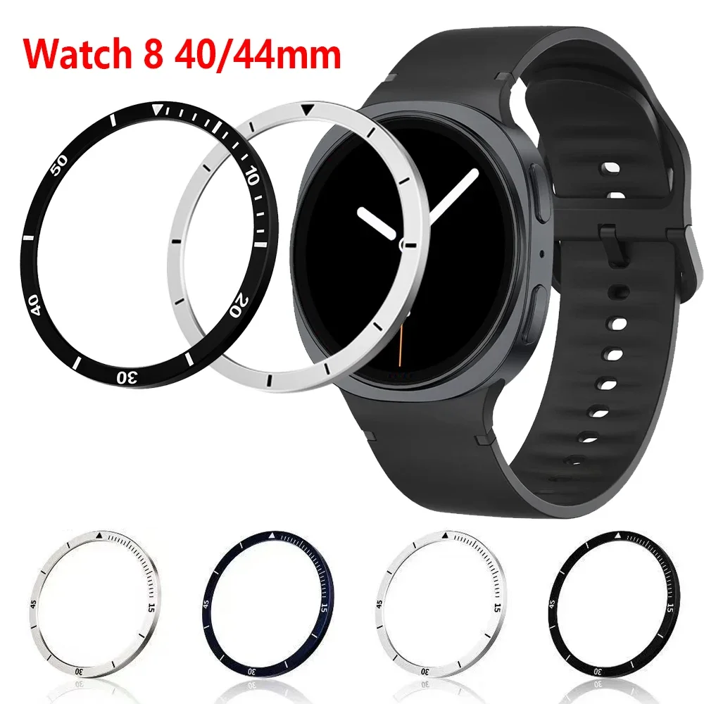 Adecuado para Samsung Galaxy Watch 8, 40mm, 44mm, llanta de Metal con regla de tiempo y velocidad grabada, cubierta, parachoques, accesorios para reloj