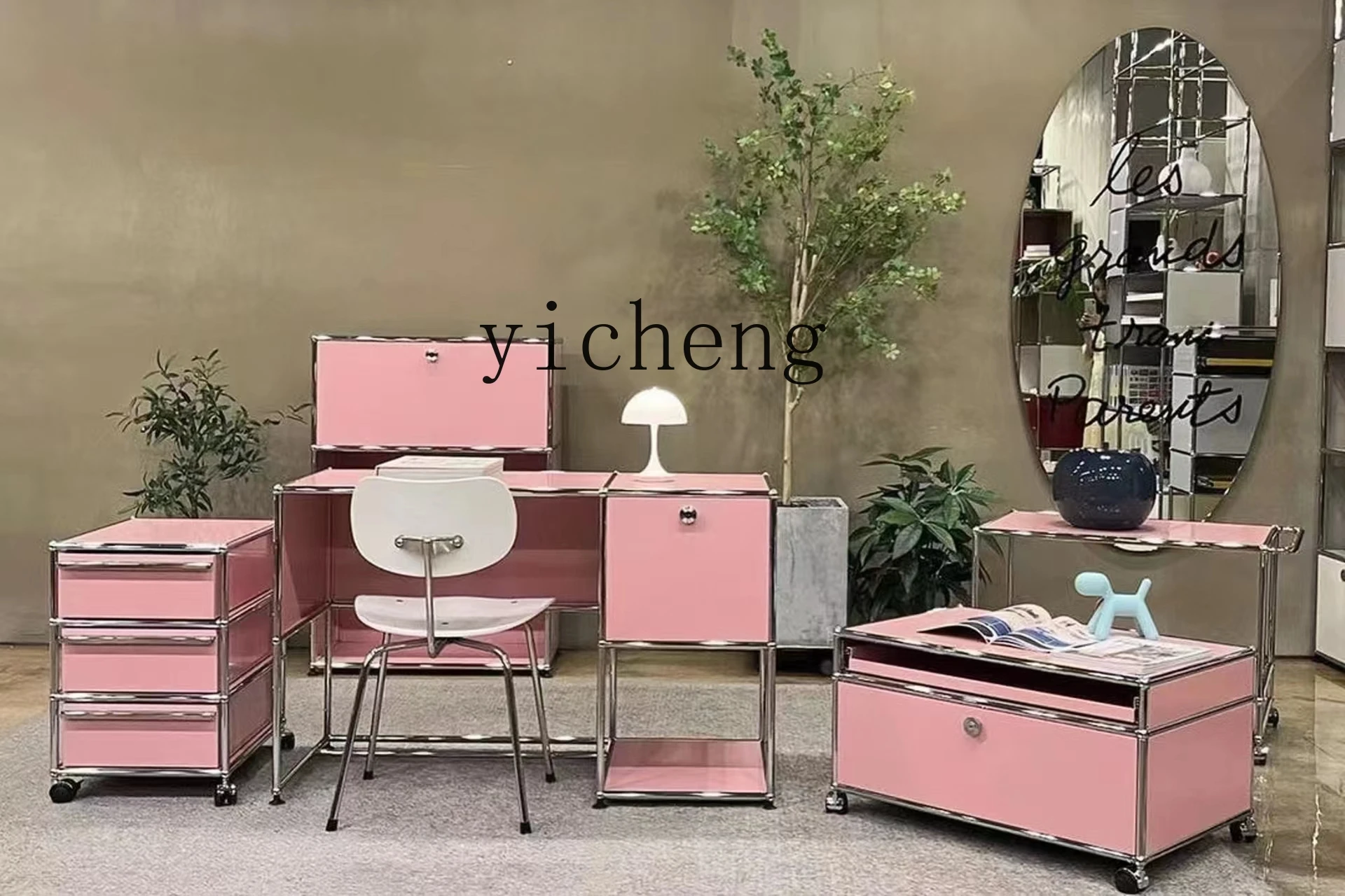 Tqh Pink Limited Limited Module Combination Cabinet Middle and Ancient Minimalist TV Cabinet Side Cabinet Storage