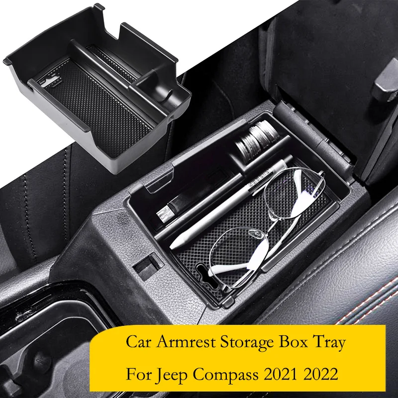 

1pc Car Armrest Storage Box Center Console Glove Tray Holder For Jeep Compass 2021 2022 2023 ABS Plastic Armrest Storage Boxes