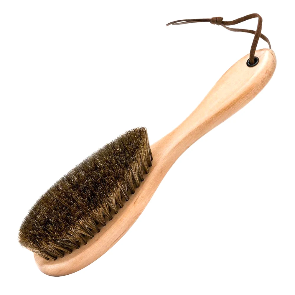 Full Horse Hair Long Handle Brush Shoe Brush Elastic Horse Hair Shoe Brush Deashing Oiling and Polishing Brush