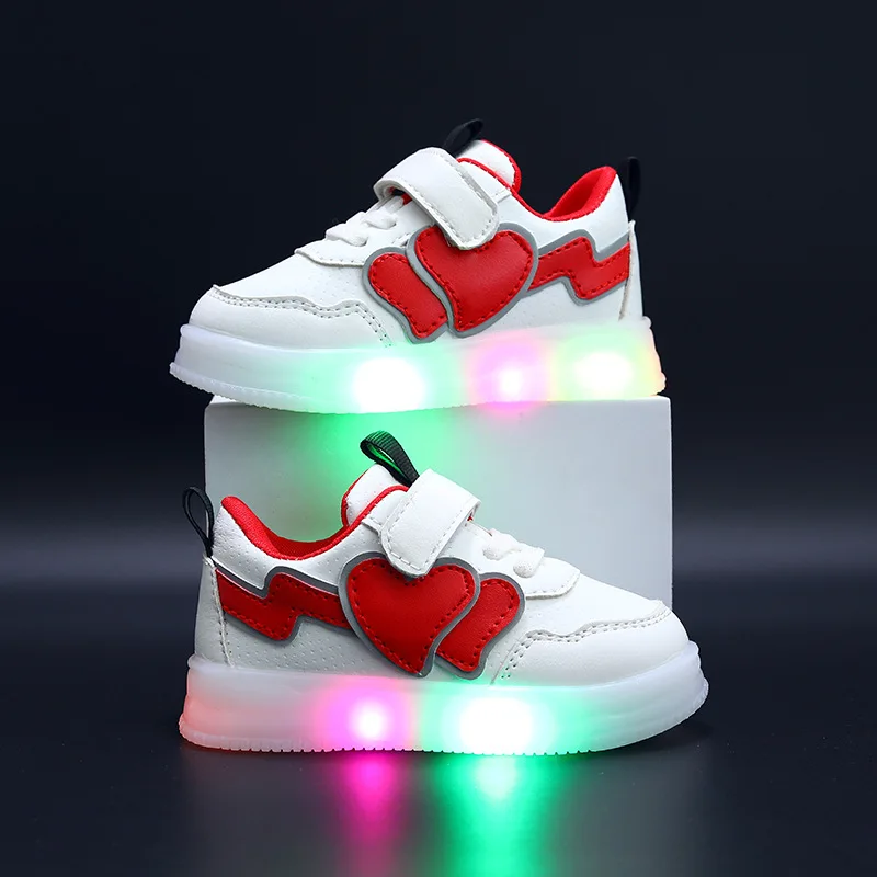 LED Kids Shoes for Girls Cute Cartoon Hello Kitty Shoes Baby Girl Kawaii Canvas Shoes Soft Bottom Sneakers Casual Shoes