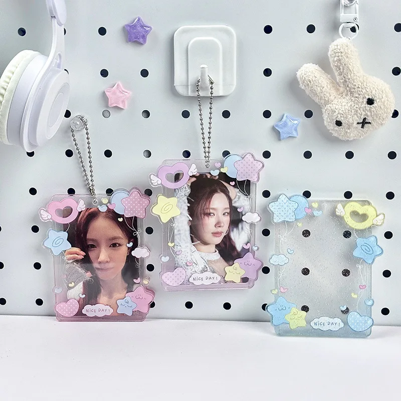 حامل بطاقات لامع شفاف من الأكريليك لقلادة عرض تخزين بولارويد مقاس 3 بوصة لصور أيدول #4