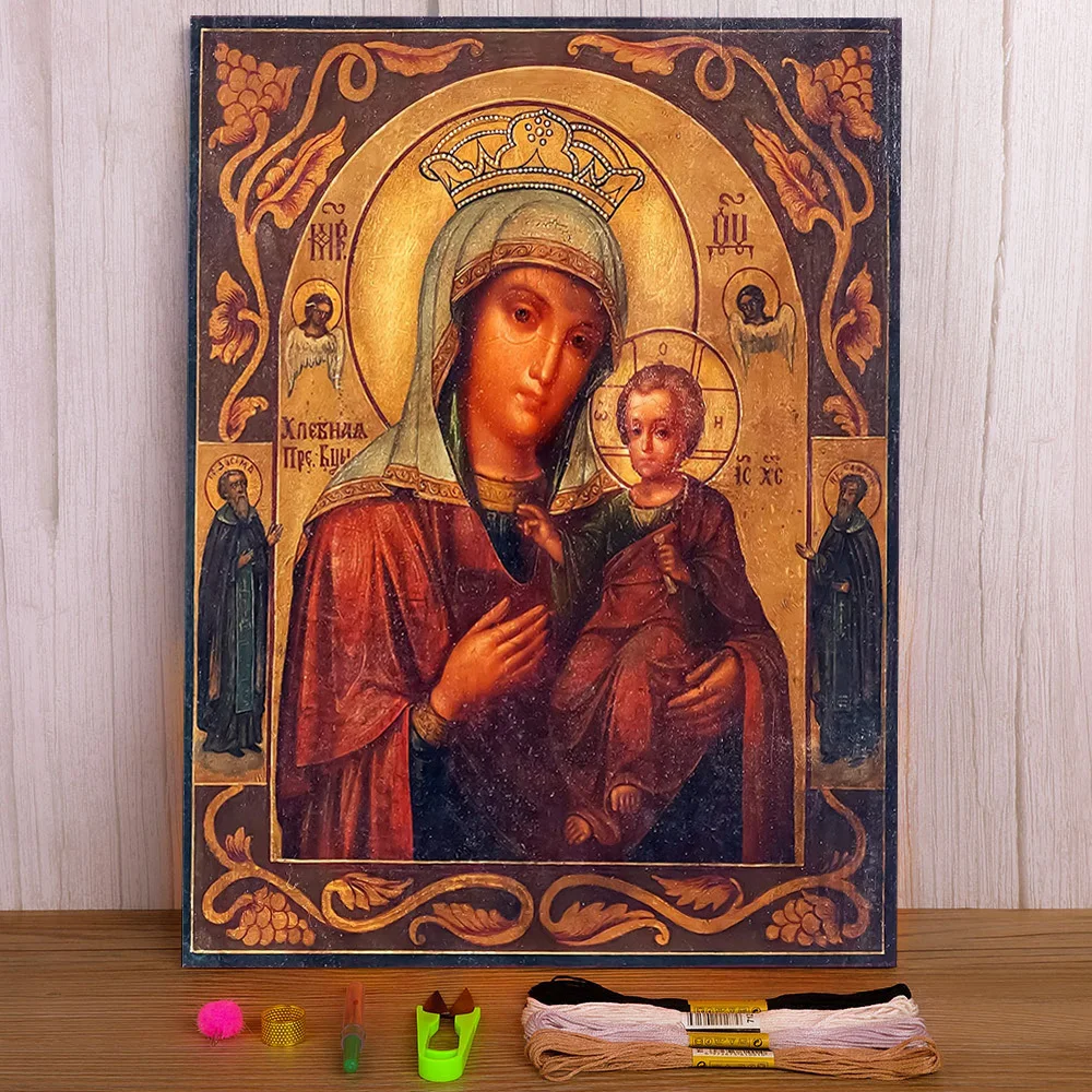 Region Orthodox Icon Printed Canvas 11CT Cross-Stitch Kit DIY Embroidery DMC Threads Craft Handmade Sewing Handiwork   Mulina