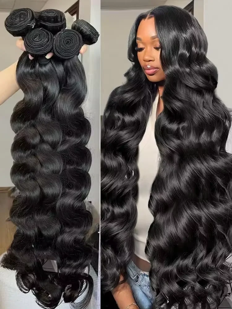 

Натуральные цветные пучки волос Body Wave из натуральных человеческих волос, бразильские пряди для наращивания, длинные пряди Remy, 1/3/4 штуки, 38-40 дюймов.