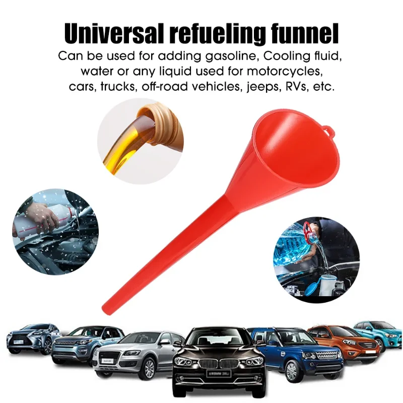 Anti-splash Car Long Mouth Oil Funnel Gasoline Oil Fuel Filling Tools Plastic Engine Funnel Motorcycle Refueling Car Accessories