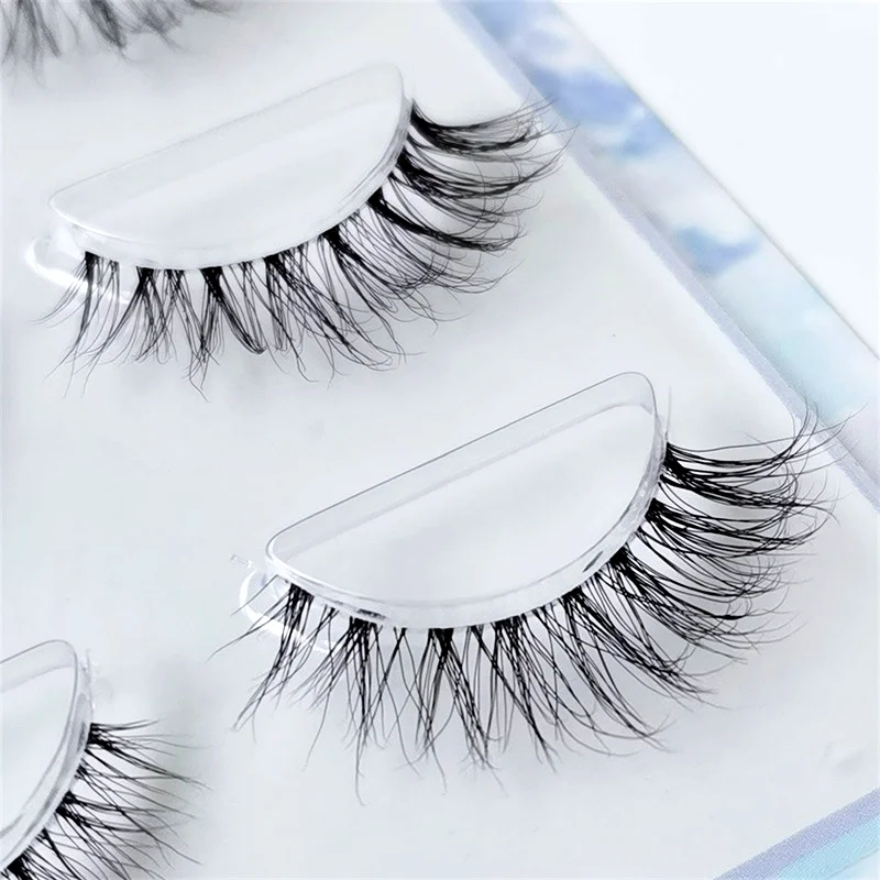 NEW Wholesale Mink Eyelashes 3pair lashes invisible band mink lashes reusable false eyelashes Makeup in Bulk