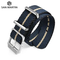 San Martin Woven Nylon Strap Retro Watchband 20mm Military Paratrooper Watch Band With Pin Buckle Correa Reloj BD0006