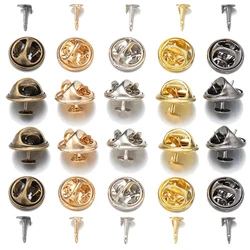 50Pcs Metal Squeeze Badge Holder Butterfly Clasp Pin Back Brooch Base DIY Craft Insignia Accessories Handmade Jewelry Making