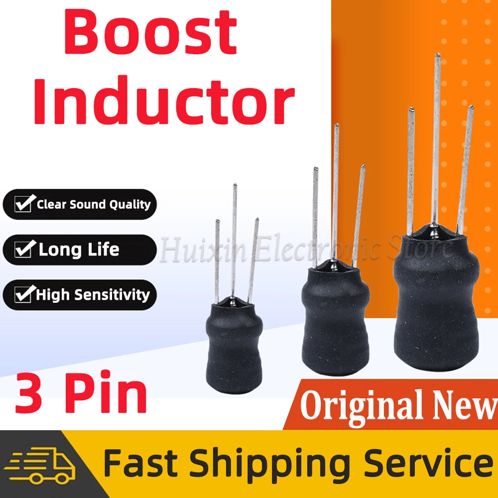 5pcs Boost Inductor Booster Step Up Inductance Choke Filter for Alarm Buzzer Humidifier atomizer 3 Pin Ferrite Coil I Shape Core