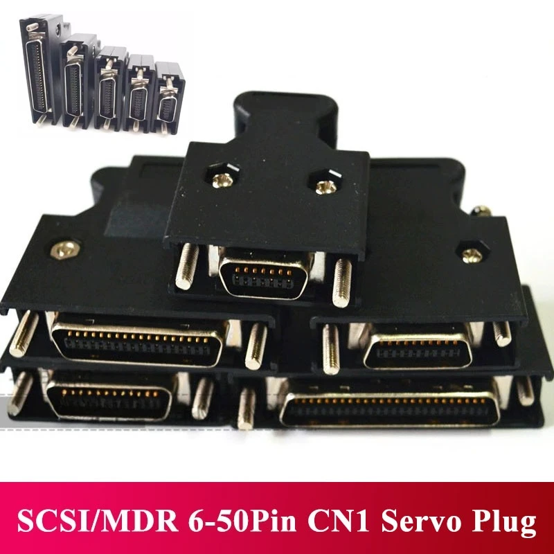 SCSI  SM-14P/20P/26P/36P 50 Pin Encoder Servo Drive Plug Plugins MDR 1394-6P/6E Connectors High Density Gold Plated Solder Joint