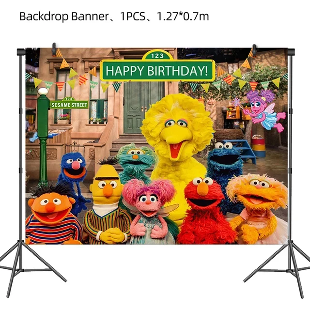 Cartoon Sesame Street Party Decorations Set Disposable Plates Cake Topper Balloons Tablecloth for Kids Birthday Supplies Baby