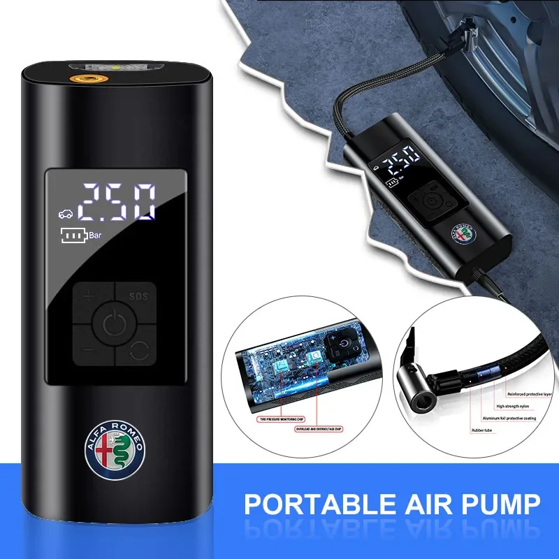 Car Tire Inflator Smart Digital Inflatable Pump Auto Accessories For Alfa Romeo 147 159 Giulietta Giulia Mito Spider Alpha