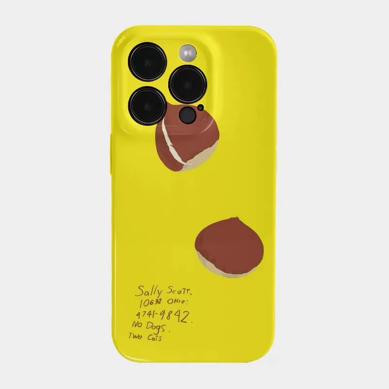

Ins Two Yellow Chestnuts Phone Case for IPHONE 17 Air 16E 15 PROMAX 14 Plus 13 12 MINI 11 PRO 16Plus XR XS Acrylic Phone Cover