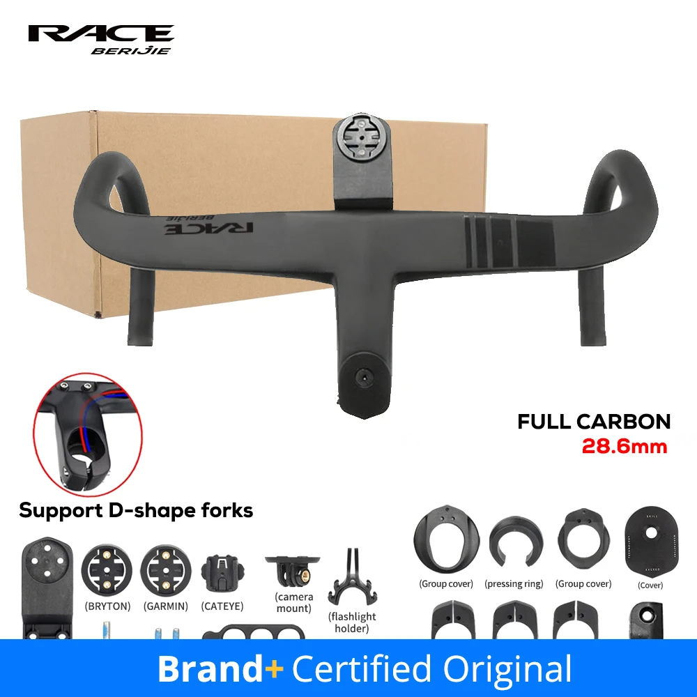 

RACE Road Bicycle T800 Full Carbon Fiber High rigidity Integrated Handlebar,Full Internal Cable Racing Bike Cockpit With Mount